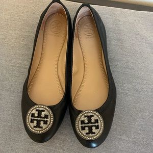 Black/ Silver Tory Burch flats
